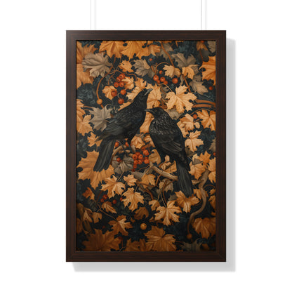 Framed Paper Print - Autumn Rooks in Golden Leaves