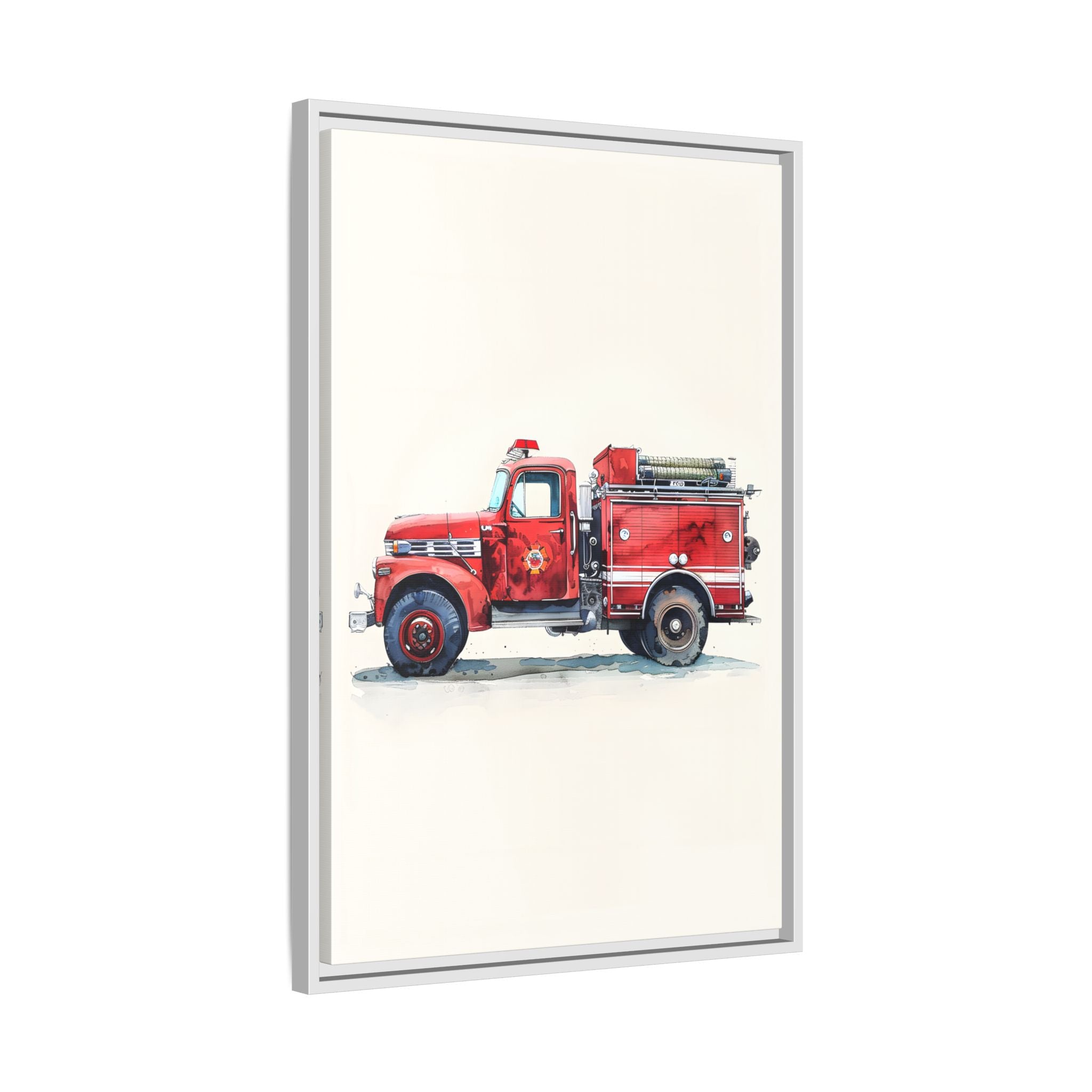 Framed Canvas - Vintage Firetruck Nursery