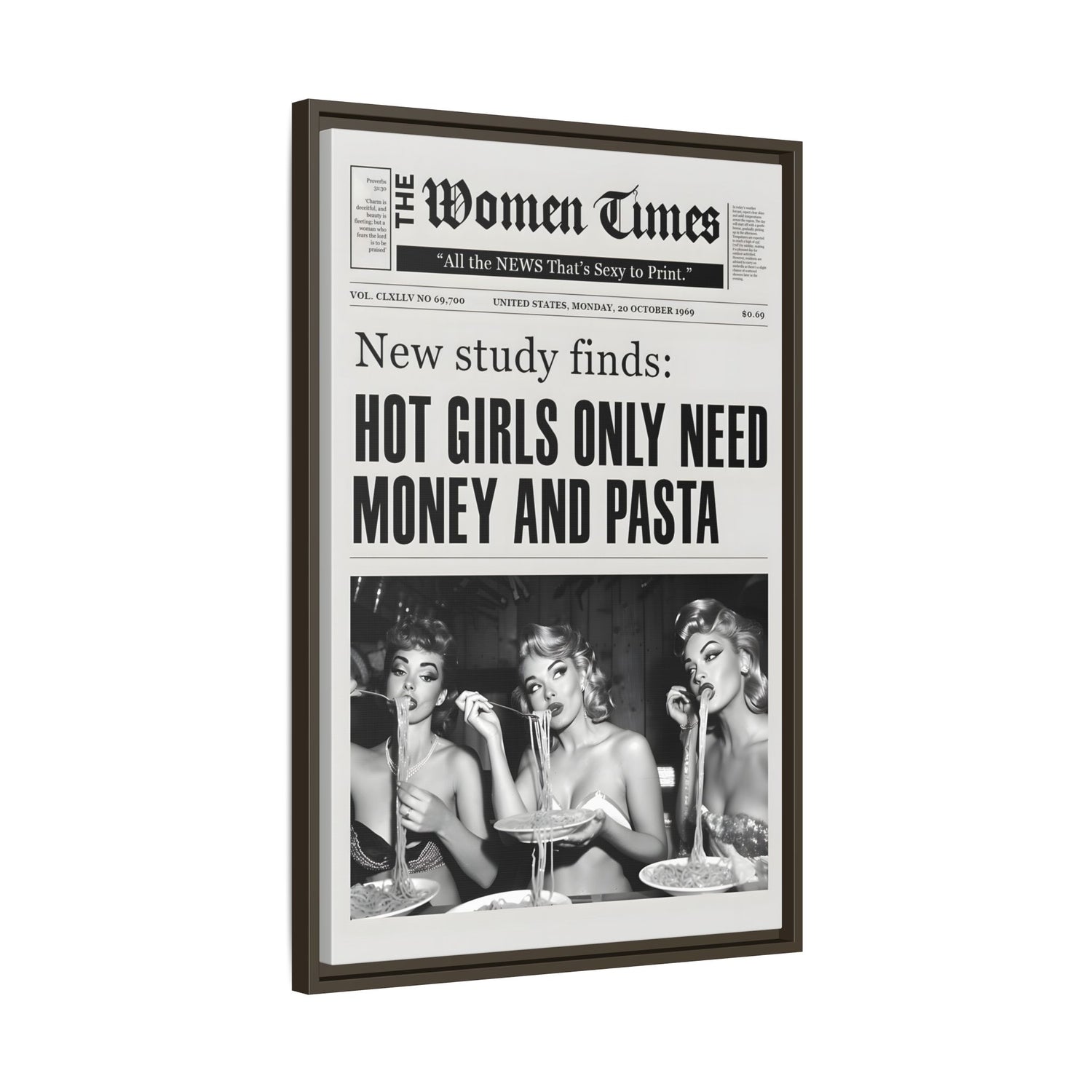 Framed Canvas - Retro Pasta Gazette