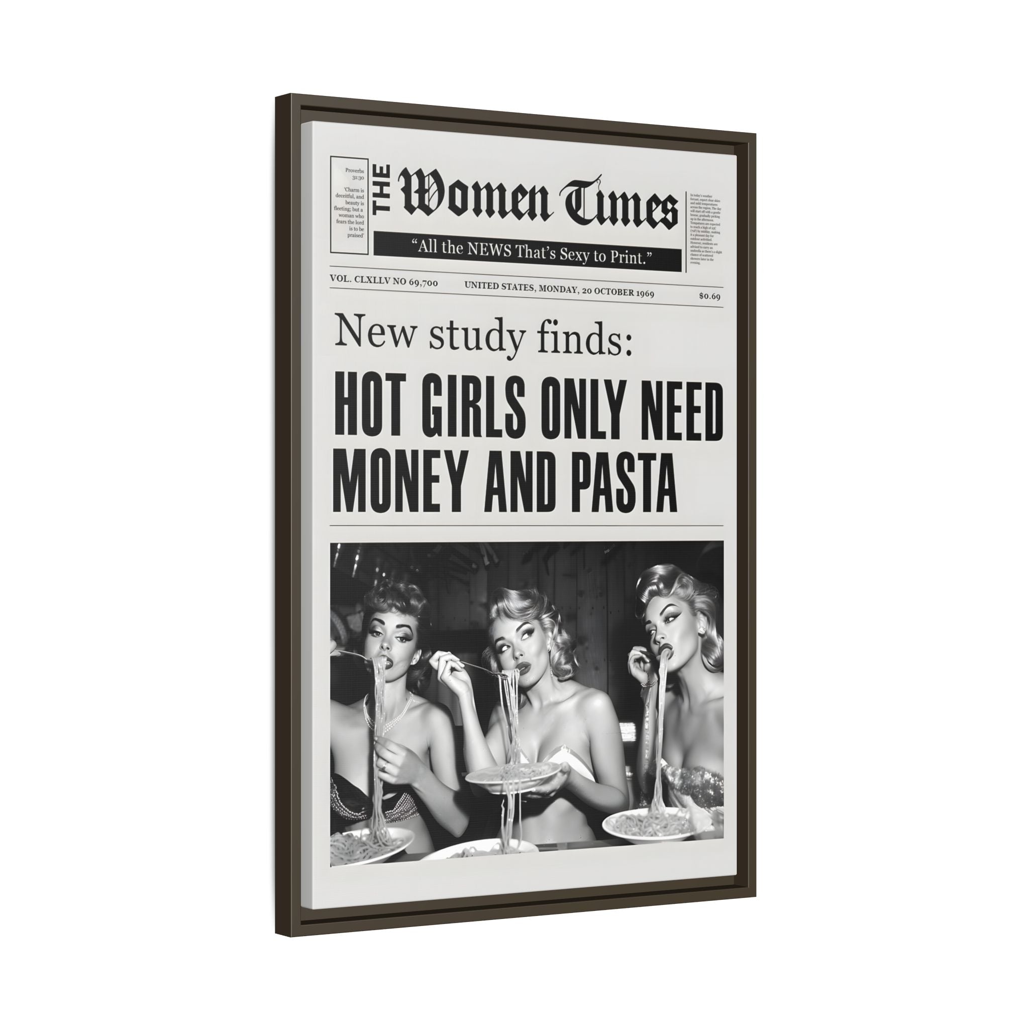 Framed Canvas - Retro Pasta Gazette