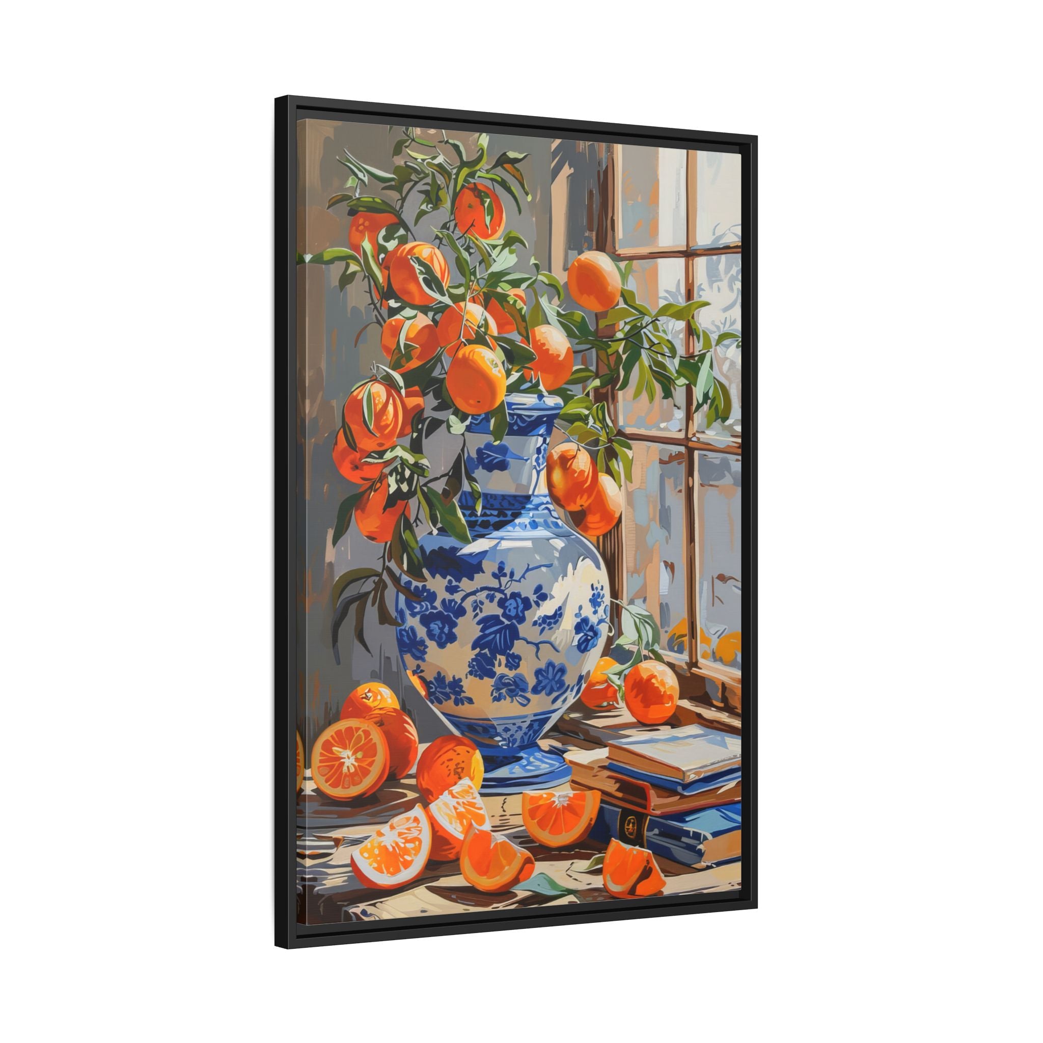 Framed Canvas - Sunlit Citrus &amp; Porcelain