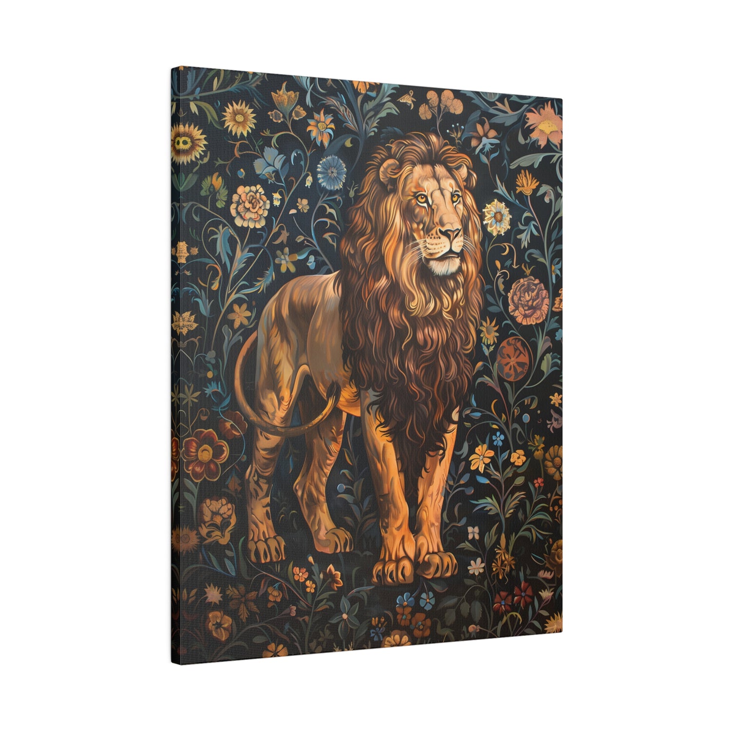 .75&quot; Matte Canvas - Majestic Floral Lion