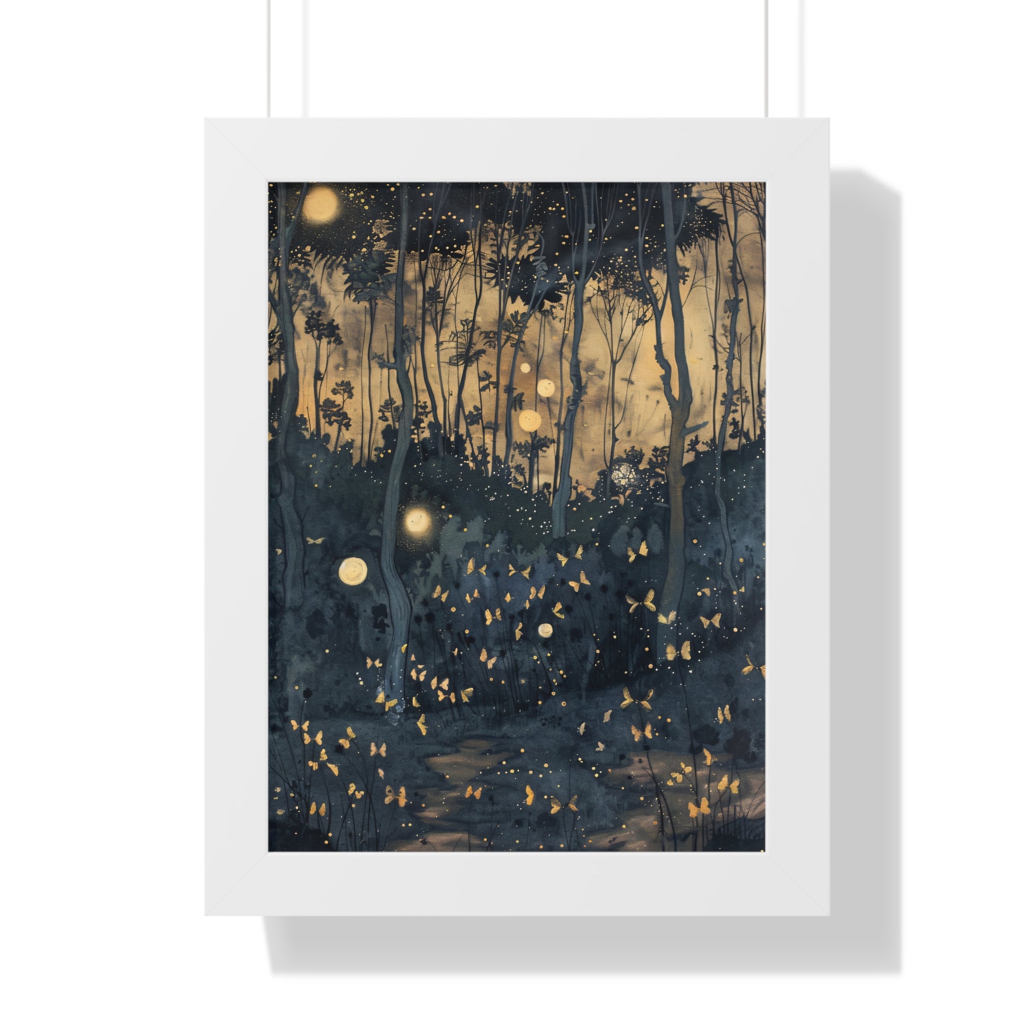 Framed Paper Print - Golden Firefly Nightscape