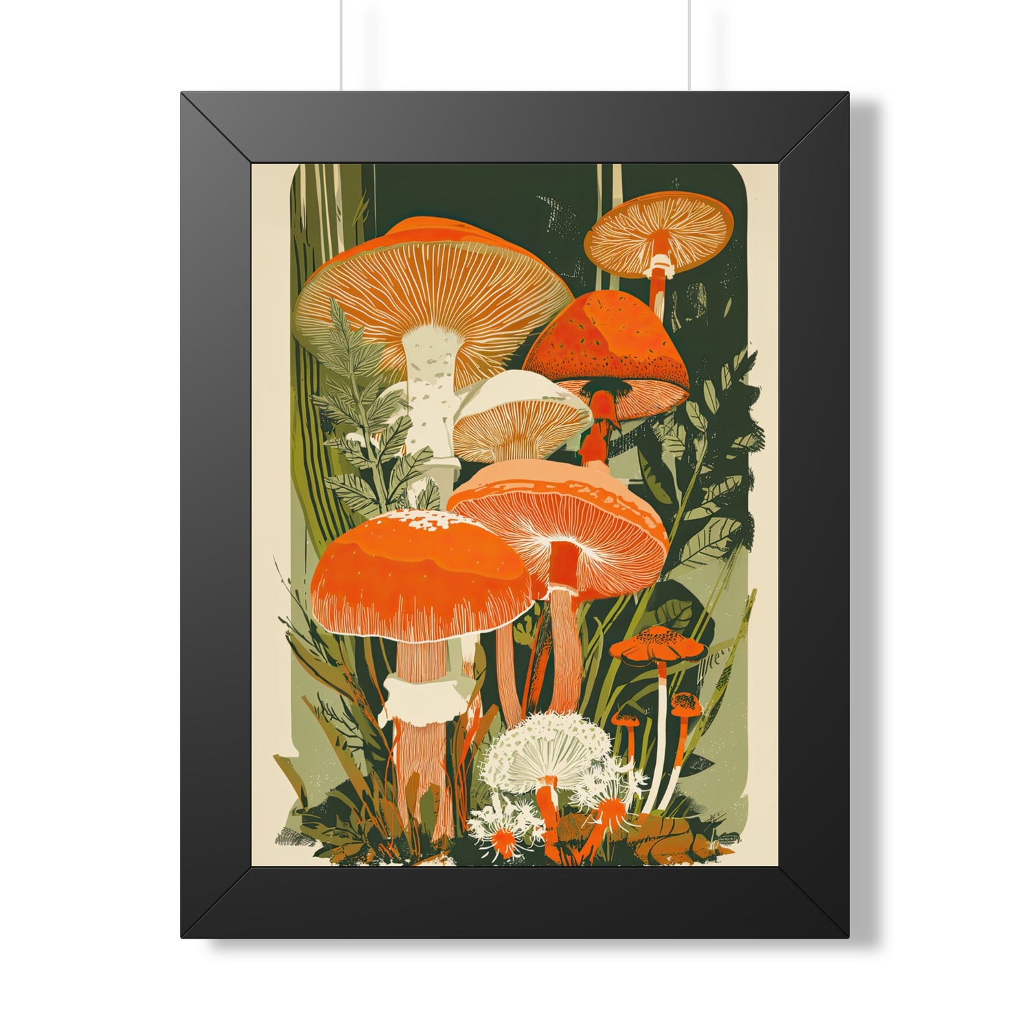 Framed Paper Print - Groovy Woodland Mushrooms