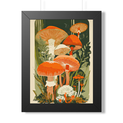 Framed Paper Print - Groovy Woodland Mushrooms