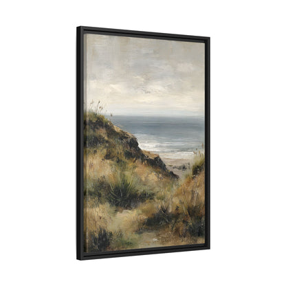 Framed Canvas - Misty Coastal Seascape