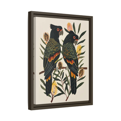 Framed Canvas - Black Cockatoos Among Banksia