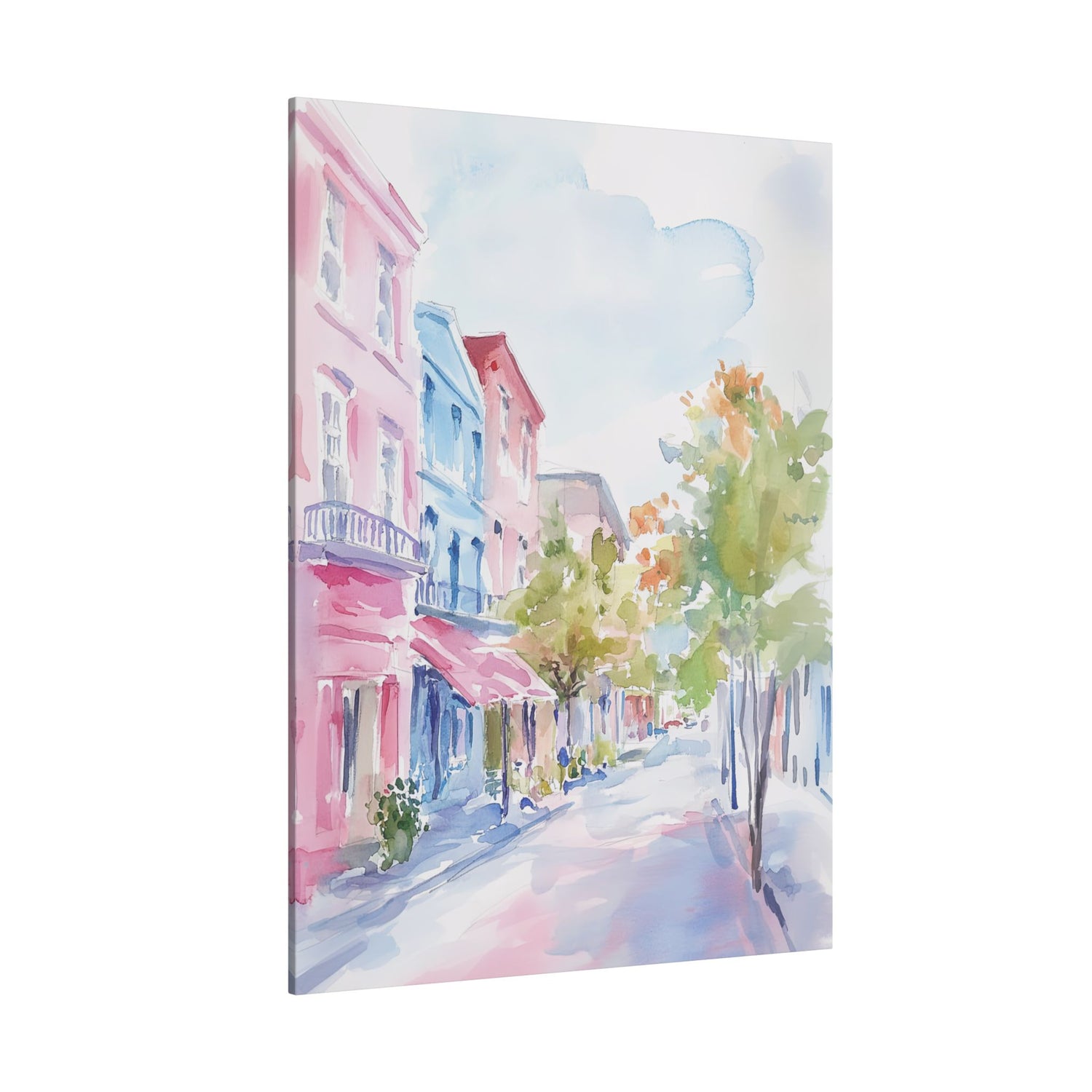 .75" Matte Canvas - Pastel Charleston Street Scene