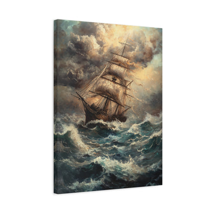 1.25" Matte Canvas - Stormy Voyage Sailing Ship