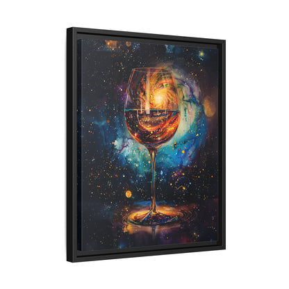 Framed Canvas - Cosmic Swirl in Wine Glass