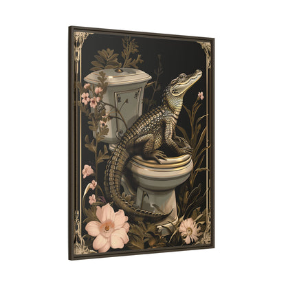 Framed Canvas - Toilet Gator Floral Surprise