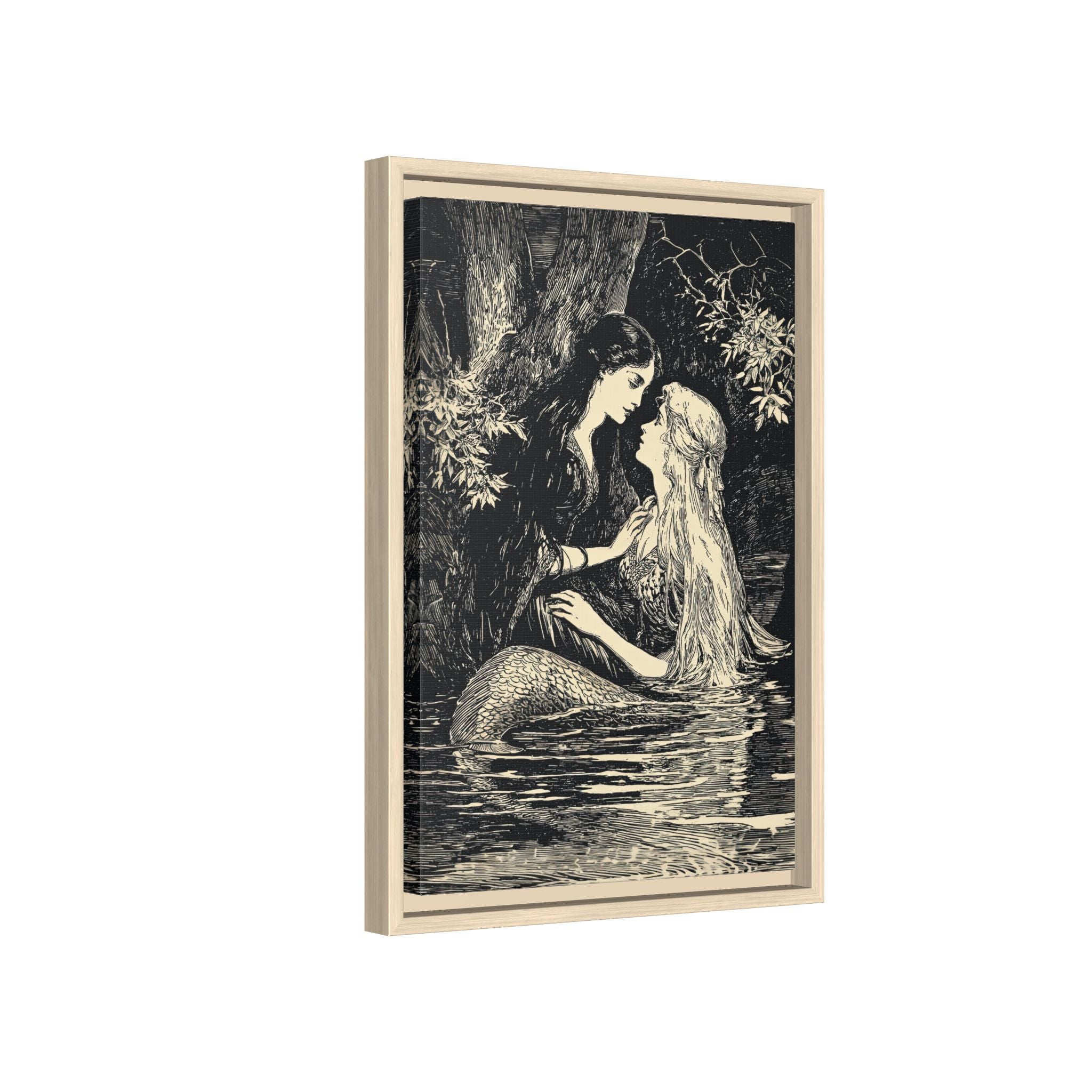 Framed Canvas - Mermaid Fairy Midnight Kiss