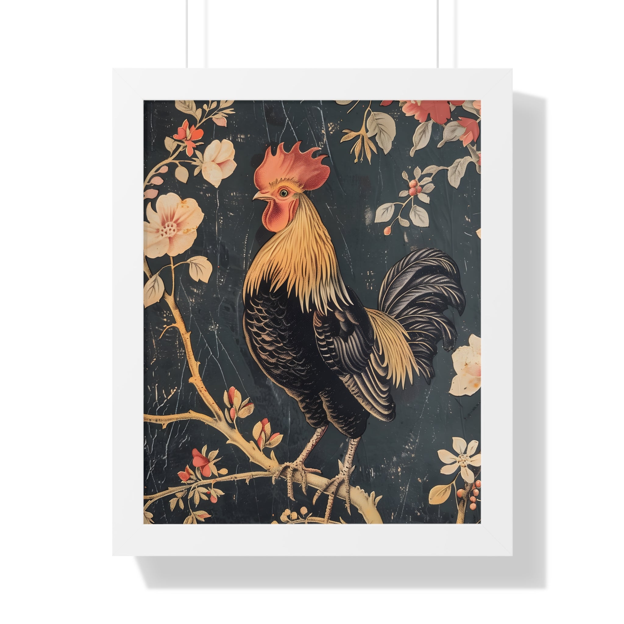 Framed Paper Print - Blooming Rooster Glory