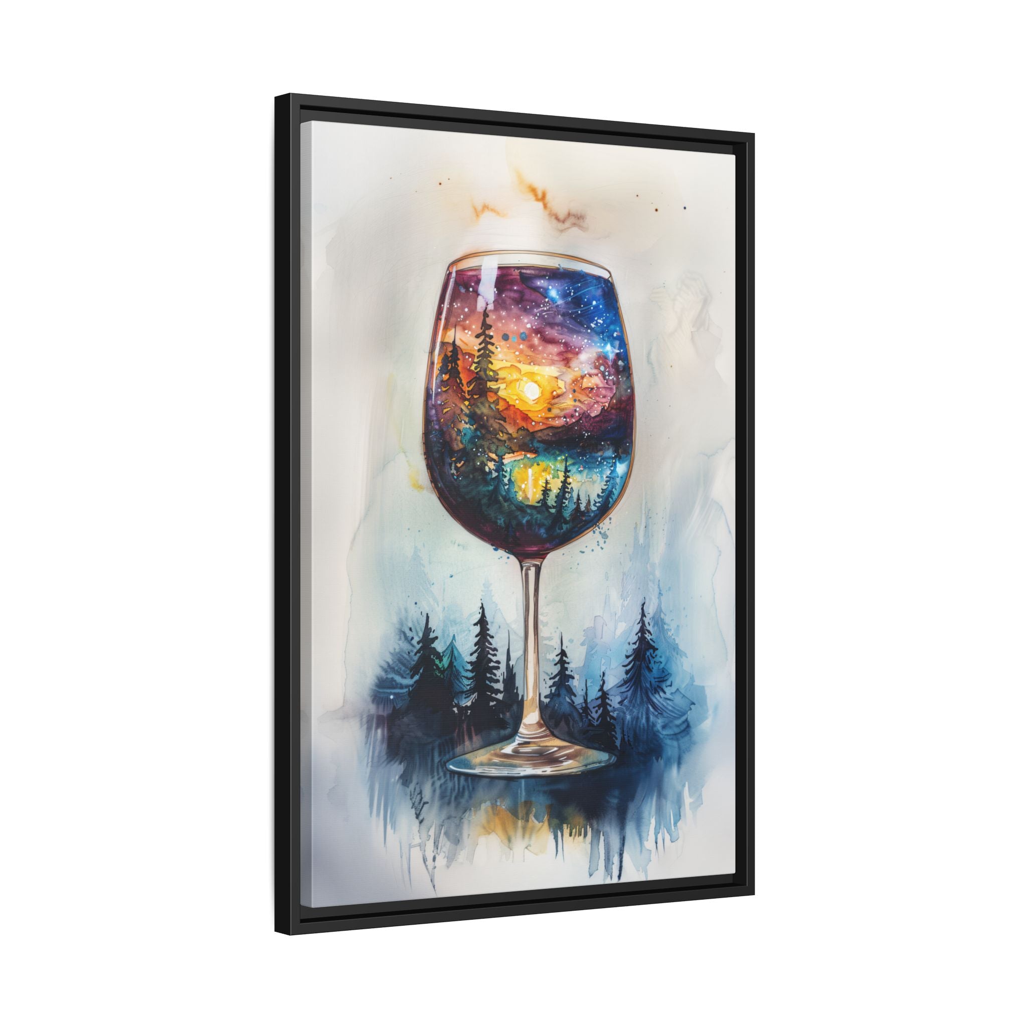 Framed Canvas - Galaxy Within the Wine Glass