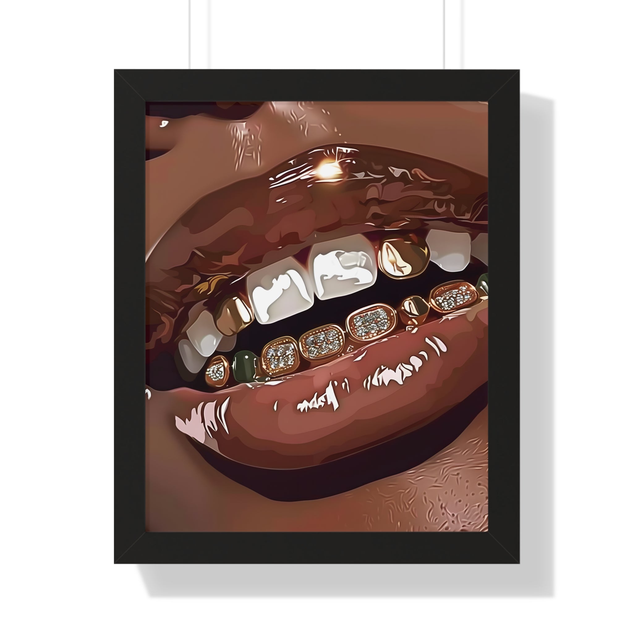 Framed Paper Print - Golden Grill Smile