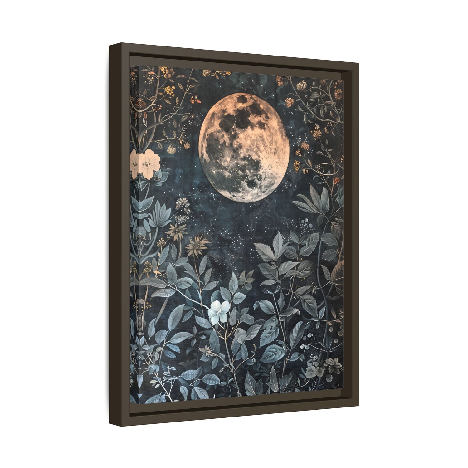 Framed Canvas - Midnight Moonlit Garden