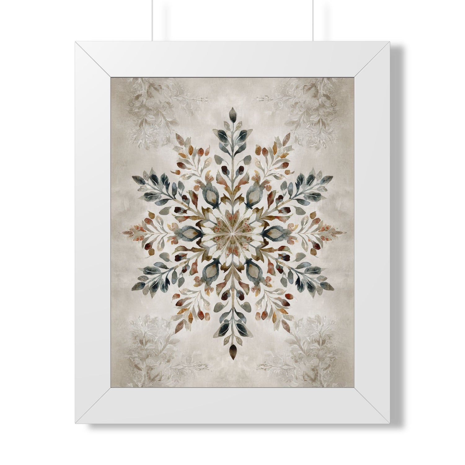 Framed Paper Print - Nordic Botanical Snowflake