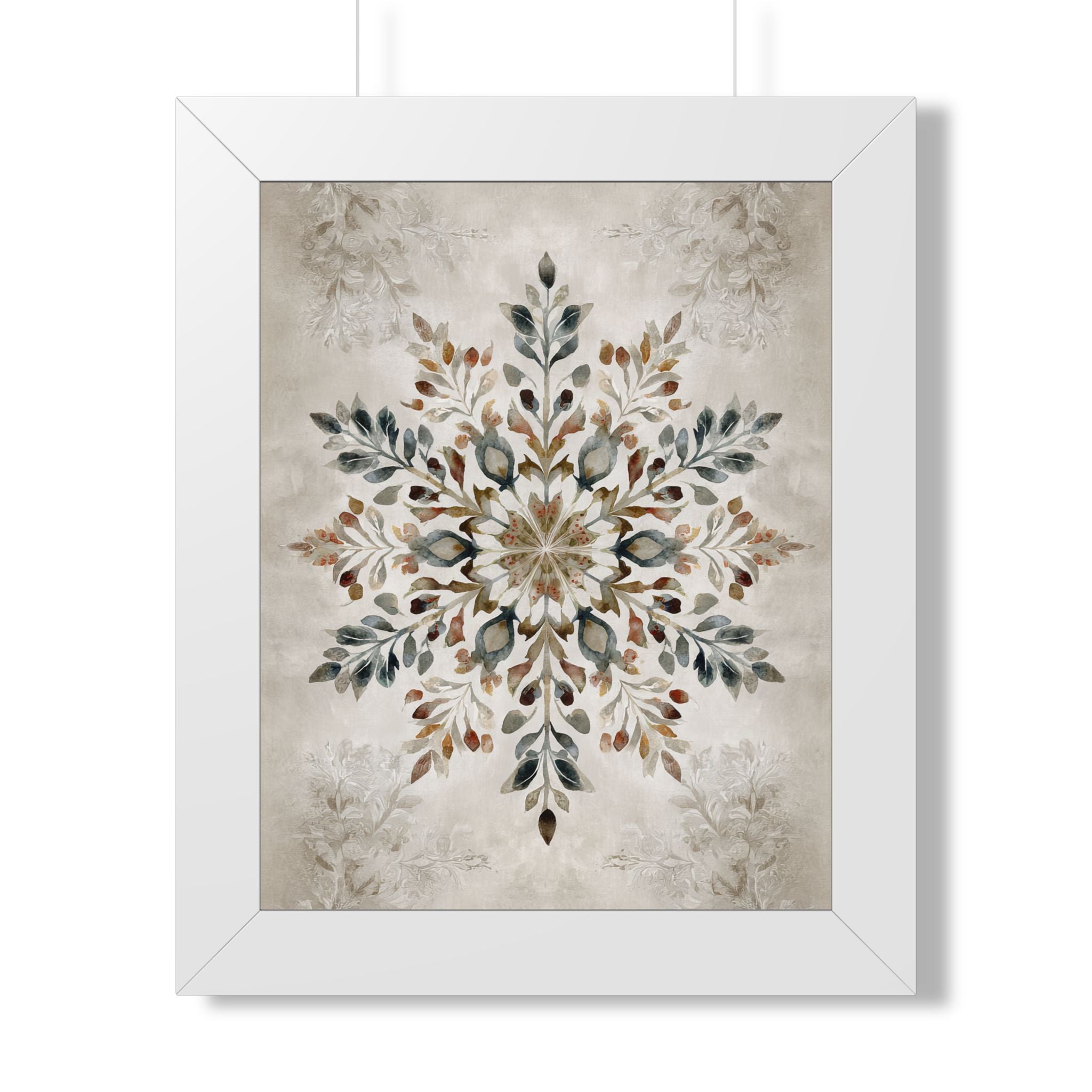 Framed Paper Print - Nordic Botanical Snowflake