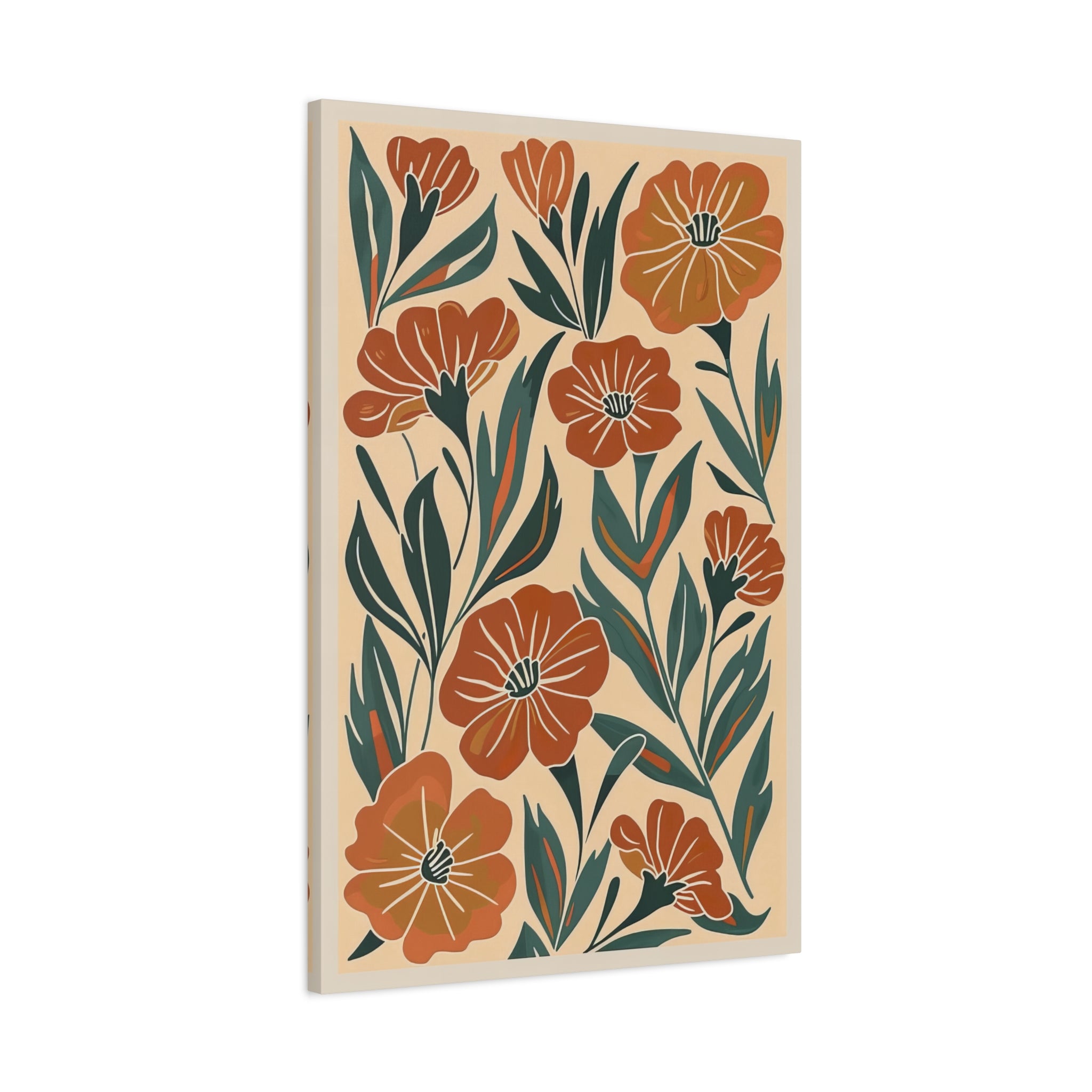 1.25" Matte Canvas - Burnt Orange Boho Blossoms