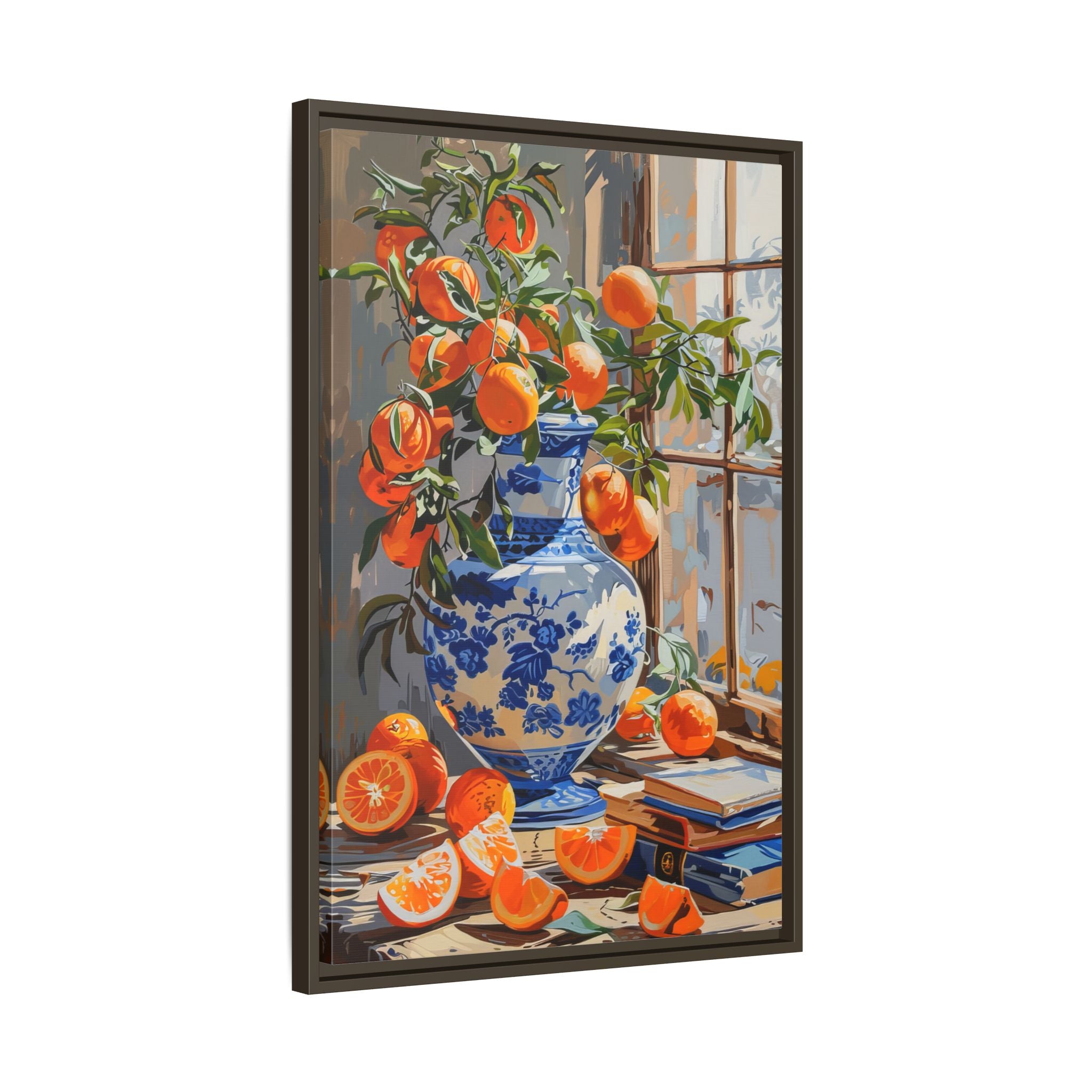 Framed Canvas - Sunlit Citrus &amp; Porcelain