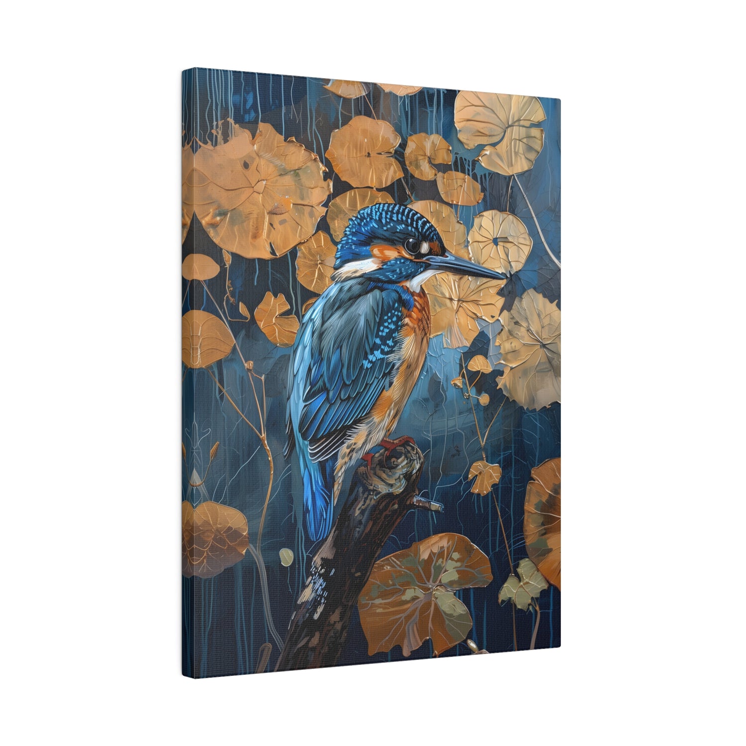 .75&quot; Matte Canvas - Golden Leaves Kingfisher