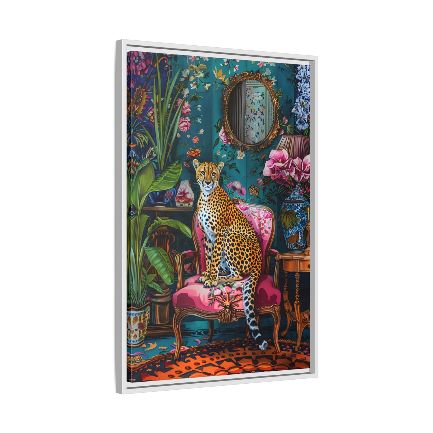 Framed Canvas - Regal Cheetah Reverie