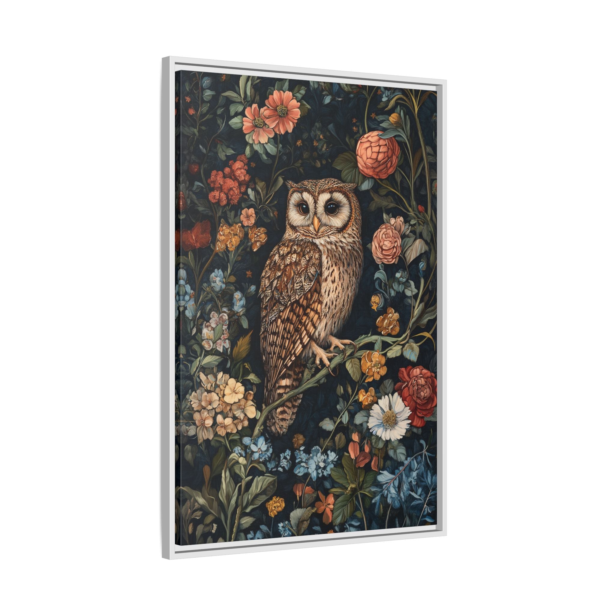 Framed Canvas - Guardian of the Floral Night