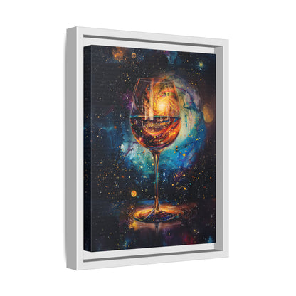 Framed Canvas - Cosmic Swirl in Wine Glass