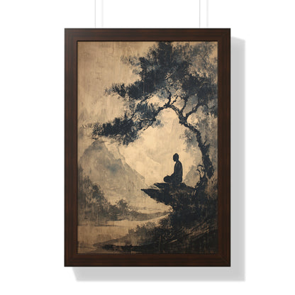 Framed Paper Print - Mountain Tree Zen Silence