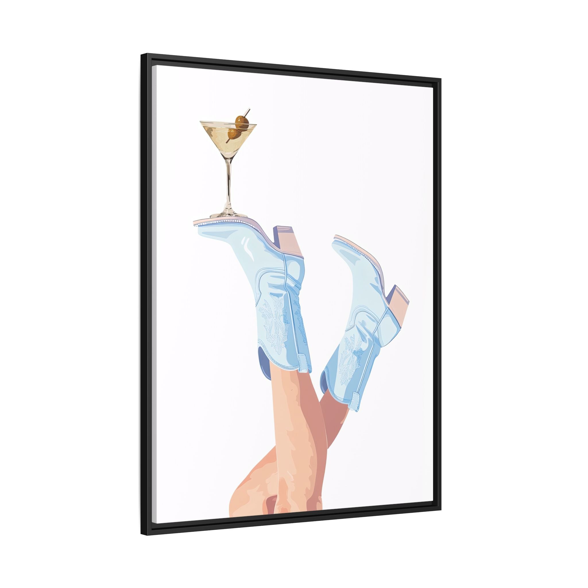 Framed Canvas - Boots Up, Cheers Babe