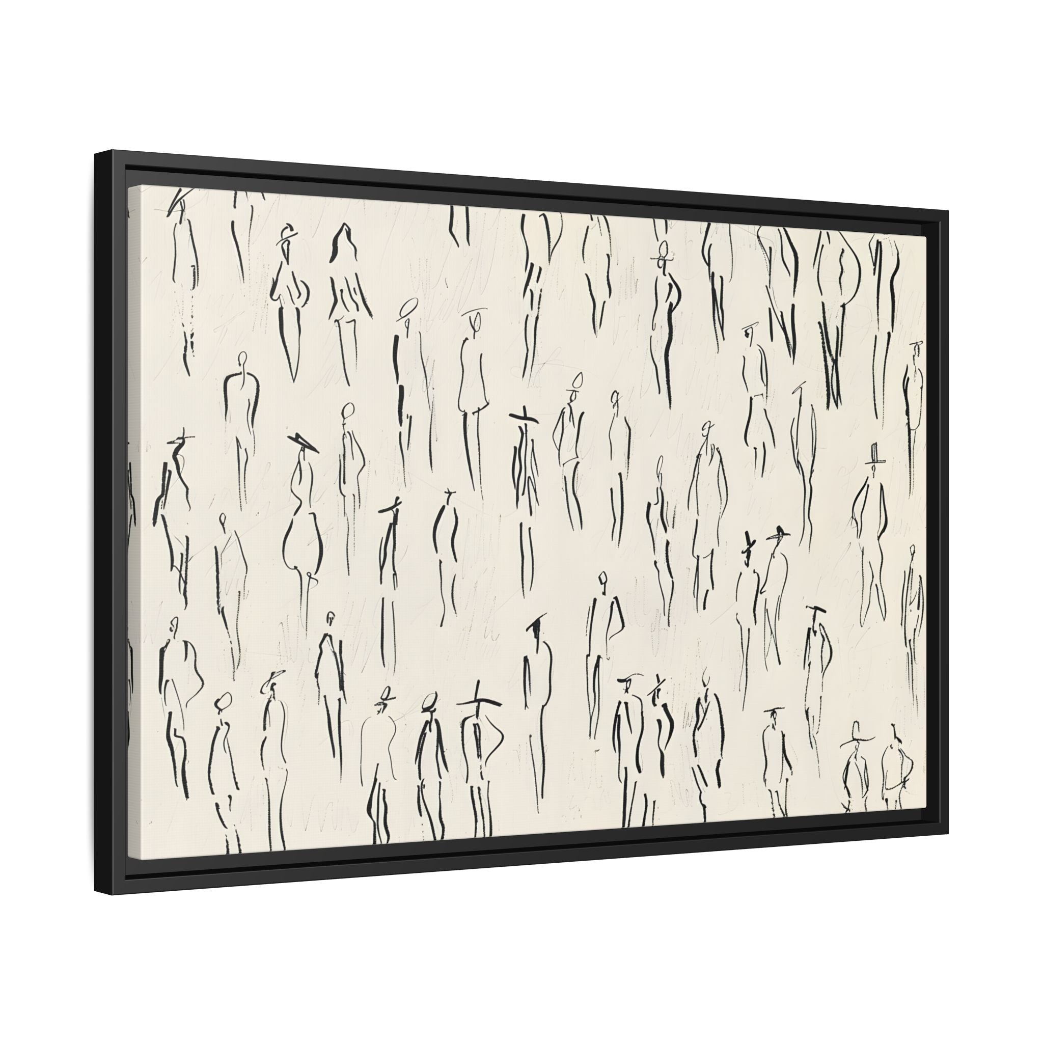 Framed Canvas - Crowd in Motion Linework