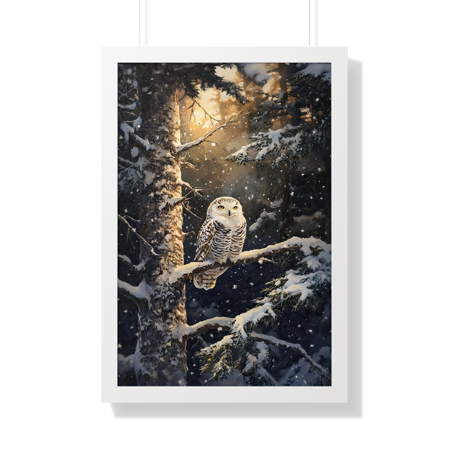 Framed Paper Print - Silent Gaze Snow Owl