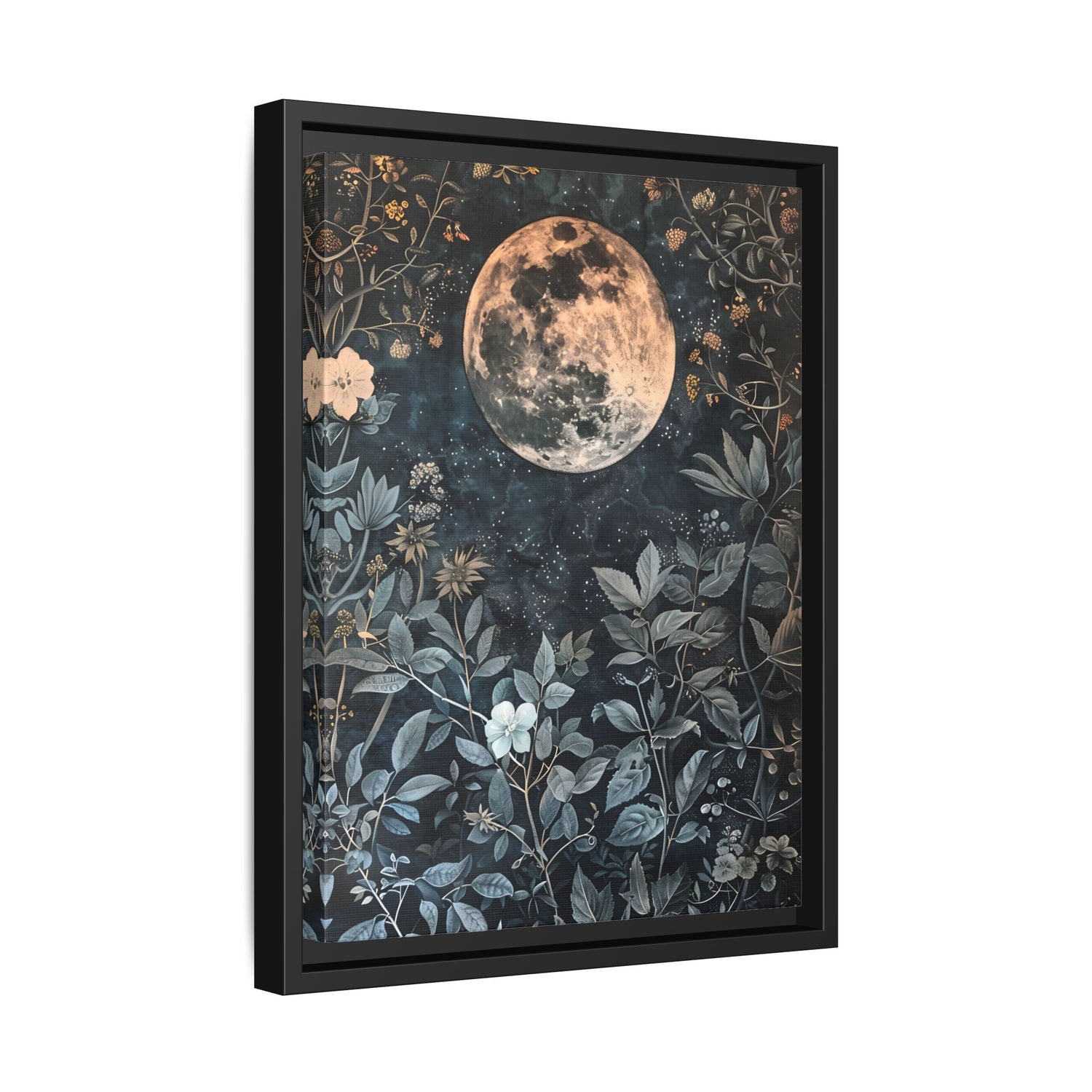 Framed Canvas - Midnight Moonlit Garden