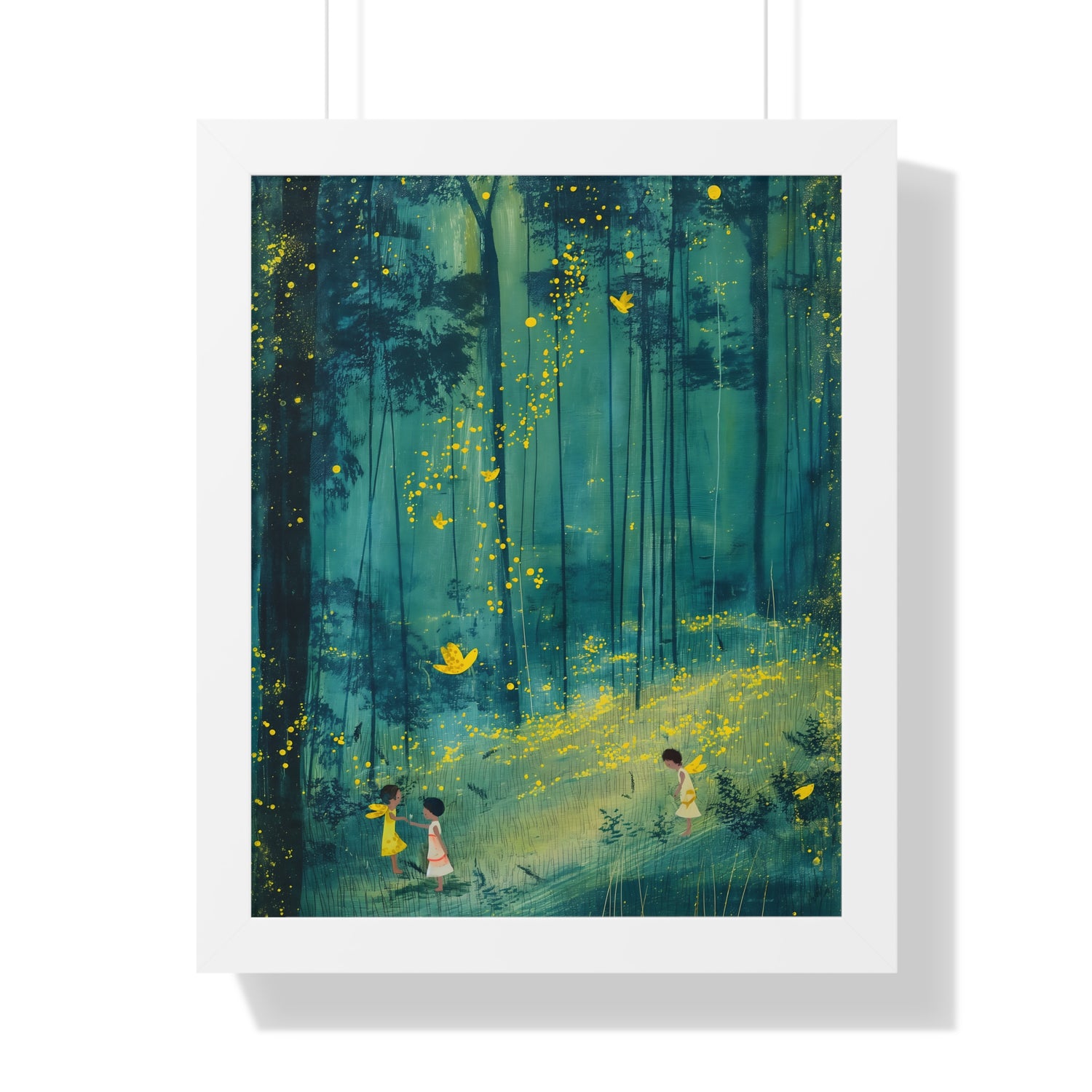 Framed Paper Print - Enchanted Firefly Forest