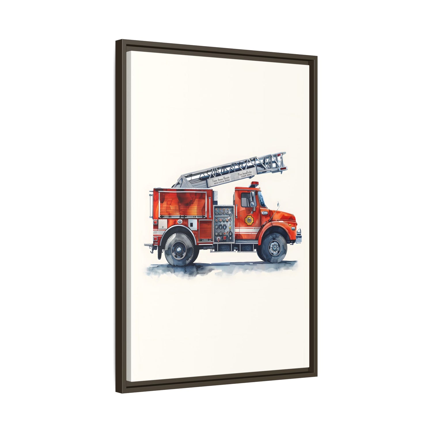 Framed Canvas - Ladder Firetruck Nursery