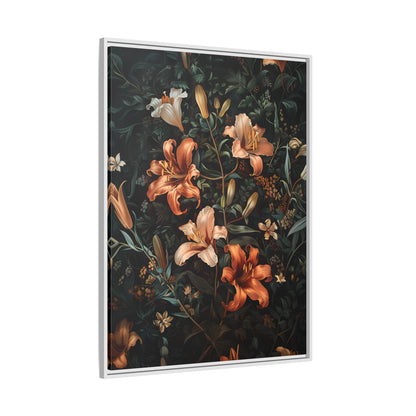 Framed Canvas - Elegant Blooming Lilies