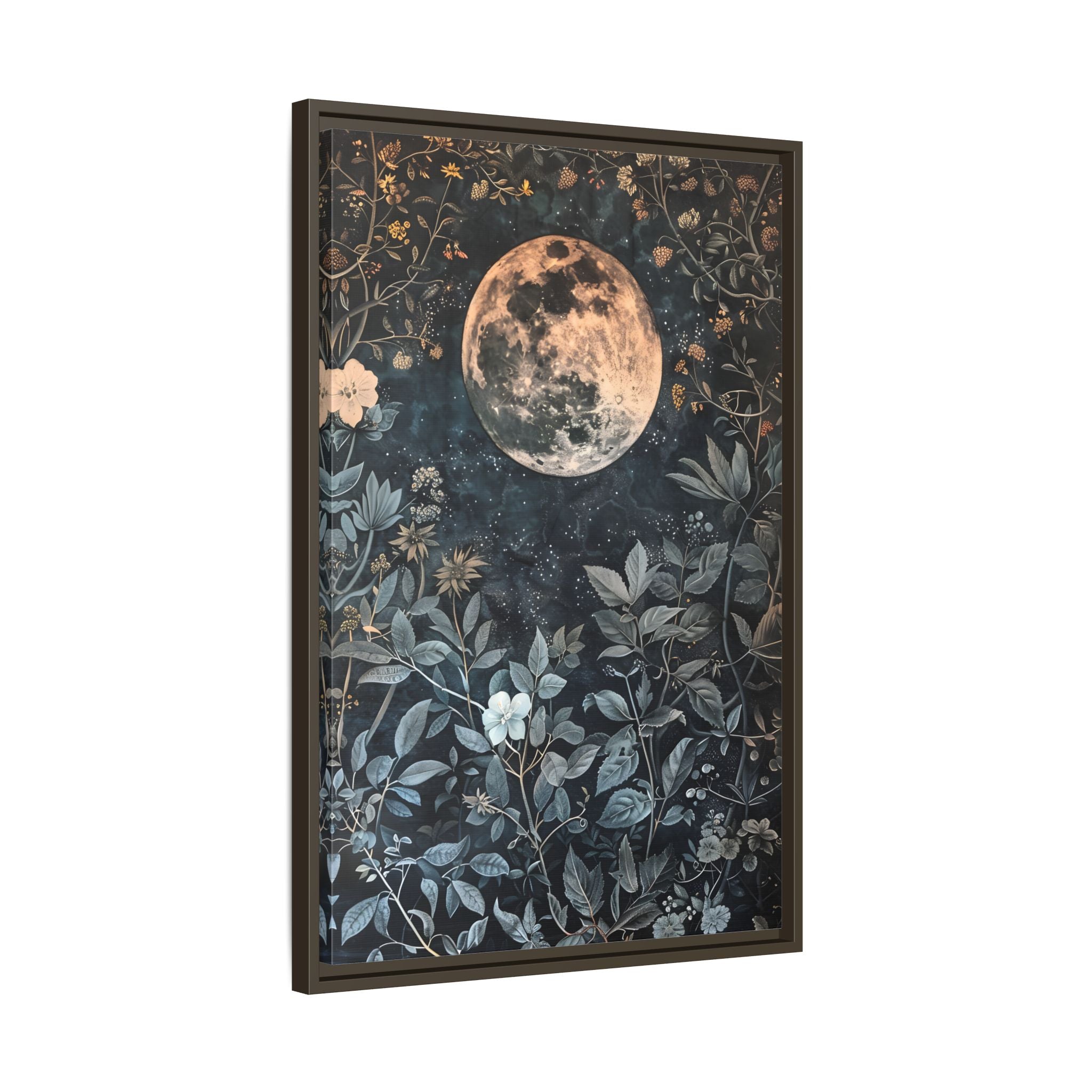 Framed Canvas - Midnight Moonlit Garden