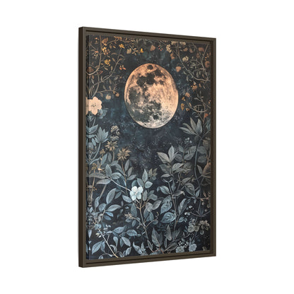 Framed Canvas - Midnight Moonlit Garden