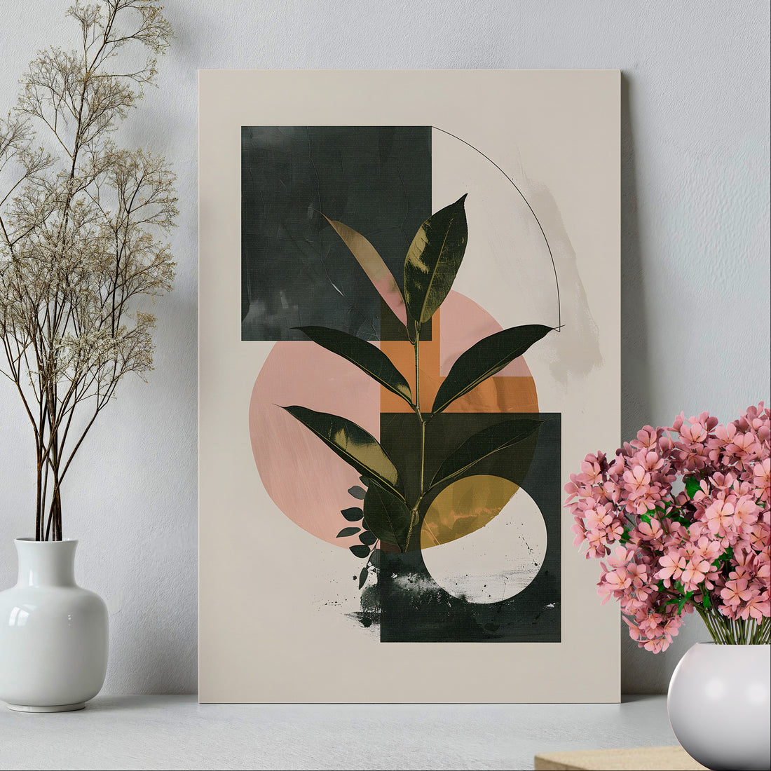 .75&quot; Matte Canvas - Blush Geometry Leafscape