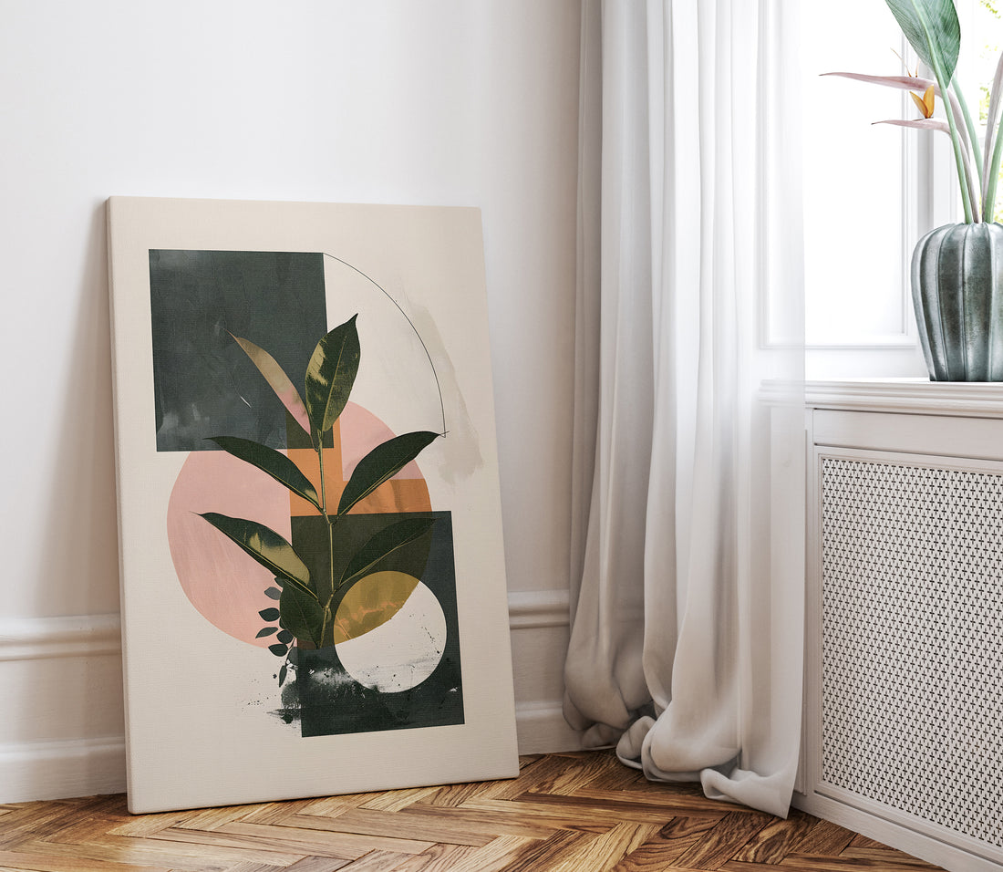 1.25" Matte Canvas - Blush Geometry Leafscape