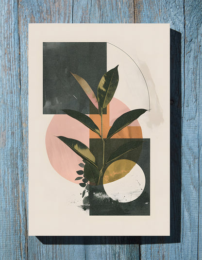 .75" Matte Canvas - Blush Geometry Leafscape