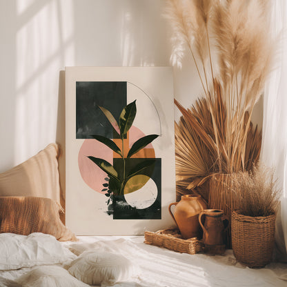 .75" Matte Canvas - Blush Geometry Leafscape