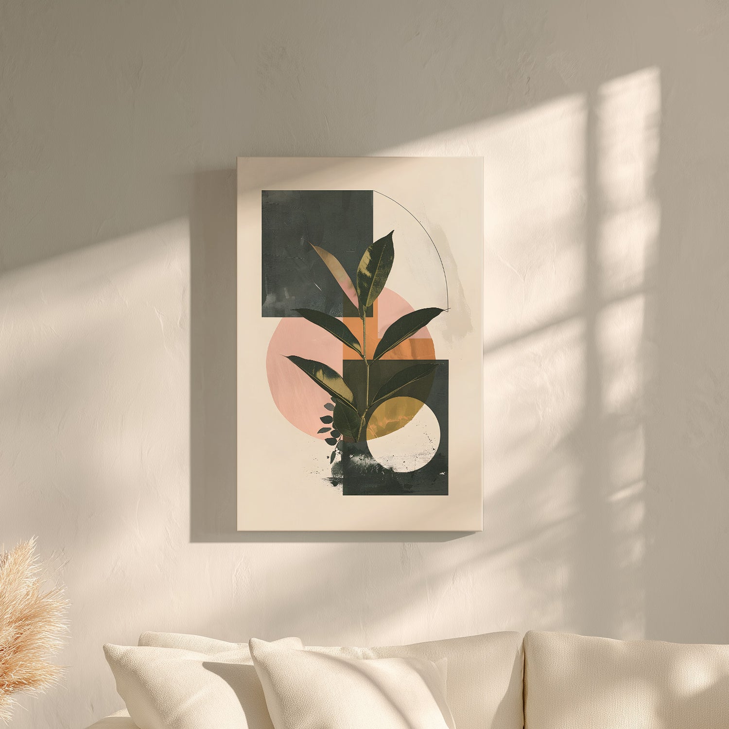 .75" Matte Canvas - Blush Geometry Leafscape