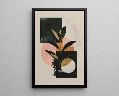 Framed Canvas - Blush Geometry Leafscape