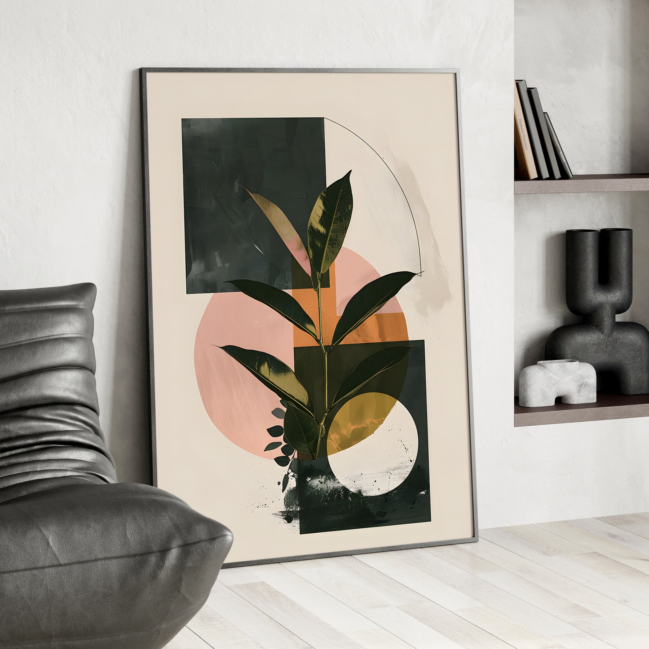 Framed Paper Print - Blush Geometry Leafscape