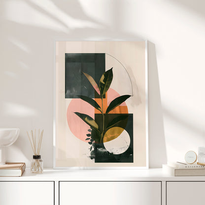 Framed Paper Print - Blush Geometry Leafscape