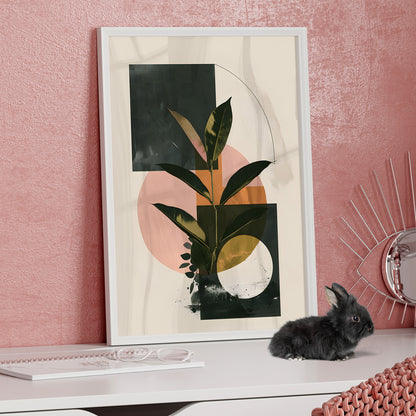 Framed Paper Print - Blush Geometry Leafscape