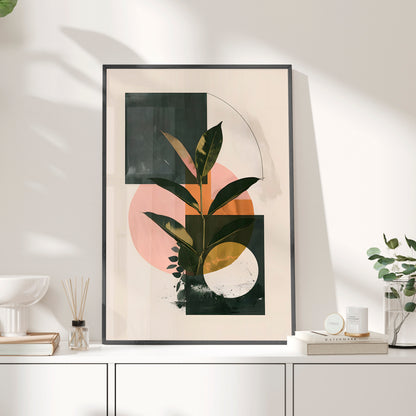 Framed Paper Print - Blush Geometry Leafscape