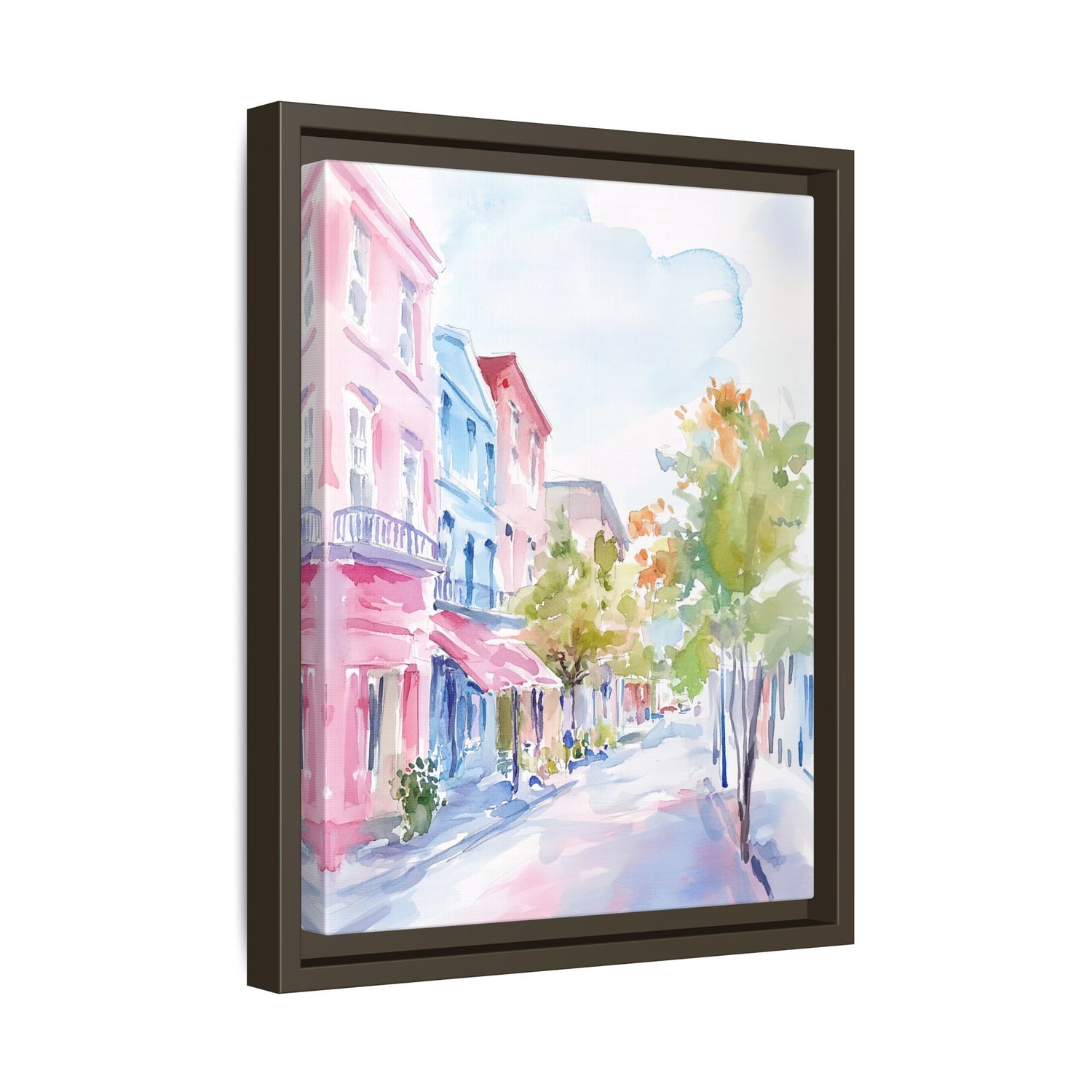Framed Canvas - Pastel Charleston Street Scene