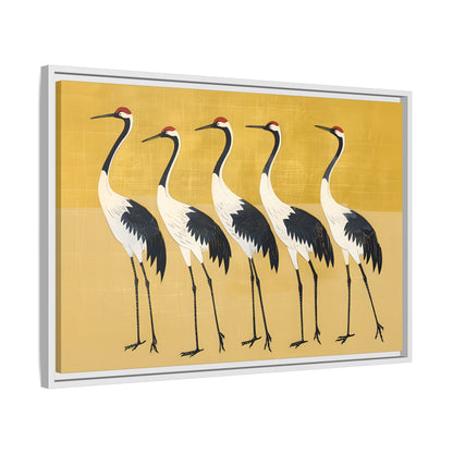 Framed Canvas - Golden Parade of Cranes